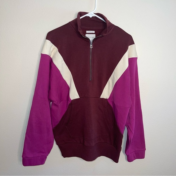 American Eagle Quarter Zip Tri-Color Sweatshirt And Matching Socks - Picture 7 of 16